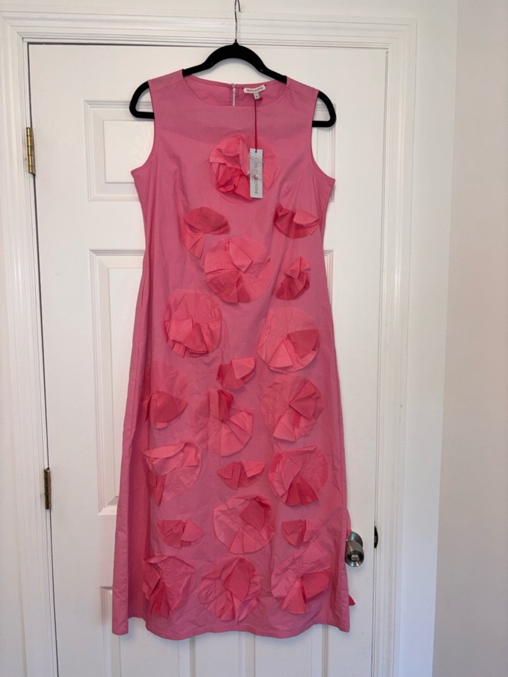 Frances Valentine Poplin Origami Flower Boatneck Sleeveless Midi Dress Small NWT - Picture 12 of 16